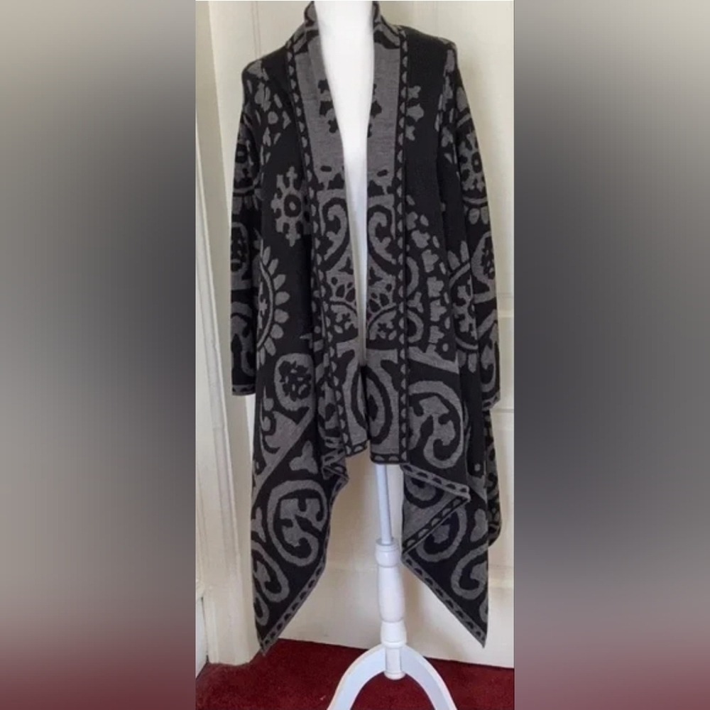 Adrienne Vittadini Wool Blend Cardigan Coat Cozy Soft Knit, Size L/XL